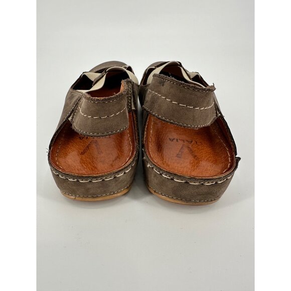 V Italia Leather Slingback Shoe Women 40 (9) Taupe Nubuck Shock Absorber Comfort - Picture 5 of 10